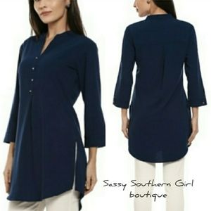 🆕⭐"Ralph" Navy blue boho button cotton tunic⭐